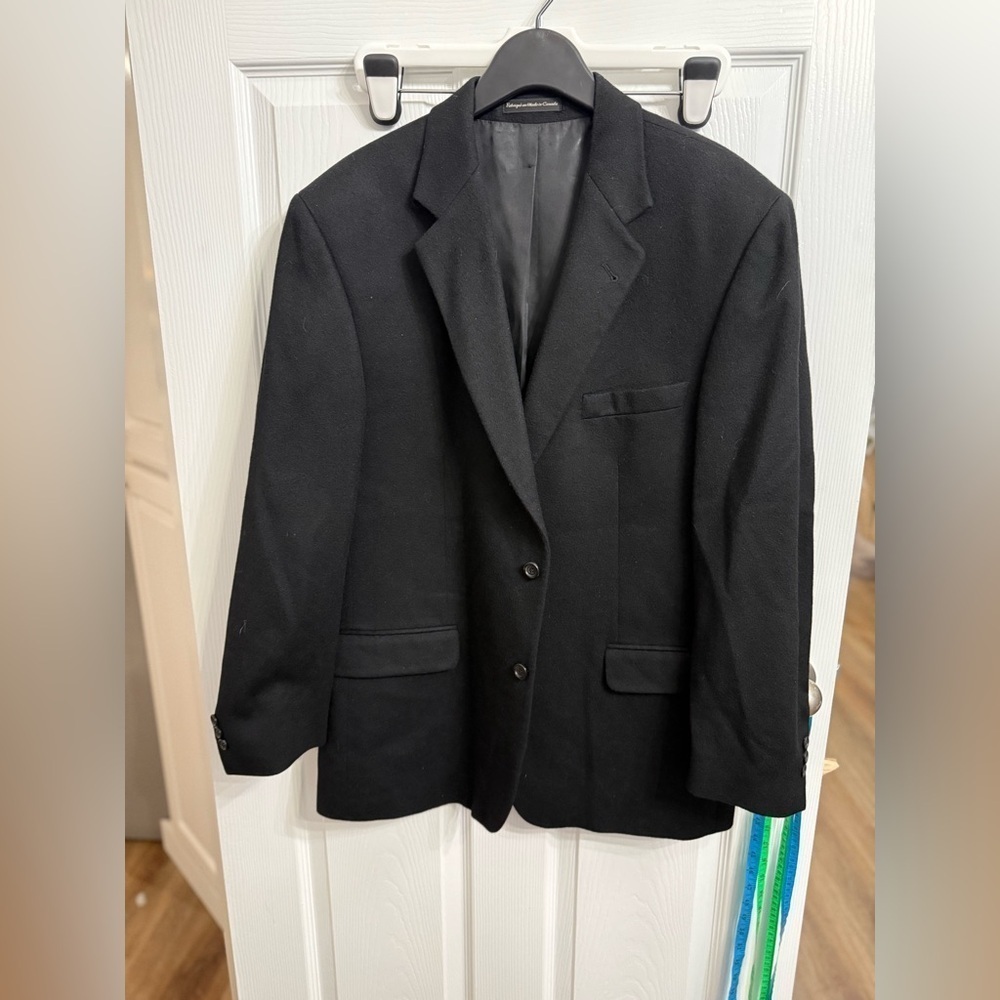 Pronto Uomo Men's 44R Black 100% Cashmere 2-Button Blazer Jacket Sport Coat